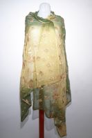 Dupatta Chiffon oliv mit Brokatstickerei
