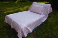 Tagesdecke Baumwolle 2-tlg creme-rosa