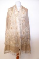 Wollschal boiled wool bestickt sand-hellbeige