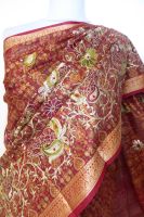 Seidensari indisch rot mit gold