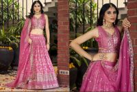 Lengha Choli Amrapalla Stoffset 3-teilig pink