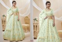 Lengha Choli Pragita Stoffset 3-teilig hellgrün