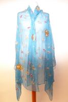 Chiffon-Dupatta himmelblau mit Brokatstickerei