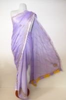 Chiffonsari Light Embroidery flieder mit Goldbrokat