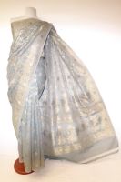 Sari Organza grau-hellbeige