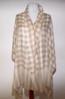 Wollschal Pashmina creme-hellbraun mit Karomuster