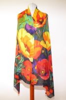 Fine Wool Wollschal Flower Design gold-orange