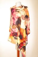 Fine Wool Wollschal Flower Design creme-weinrot