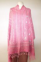 Wollschal boiled wool bestickt rosa