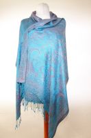 Indische Stola mit Paisleys - blau-petrol