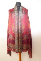 Indische Stola mit Elefanten-Motiven - weinrot, indischer Schal aus reiner Viskose