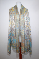 Stola aus reiner Viskose mit Elefanten - silbergrau, indische Stola mit Elefanten-Motiven