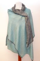 Fine Wool Wollschal zweifarbig helltürkis-grau