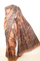 Indischer Sari Blockprint aus reinem Seidensatin