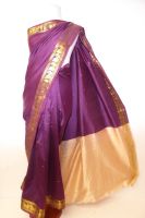 Sari Dekosilk pflaume mit Goldborte II