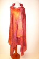 Stola Seide handgefärbt rot-orange