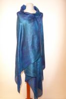 Stola Seide handgefärbt blau
