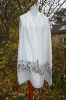 Fine Wool Wollschal cremeweiß mit Bordüren II