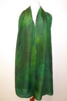 Schal Crepeseide handgefärbt dunkelgrün