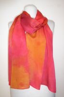 Schal Kreppseide handgefärbt rot-orange