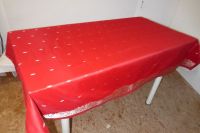 Tischdecke rot mit weißen Borten / Weihnachtsdecke