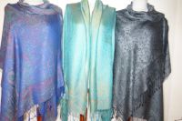 Stola - Sarong in royalblau mit fuchsia und gelb