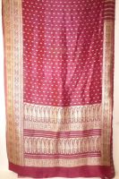 Benarsi Seidensari mit schwerem Brokat - weinrot