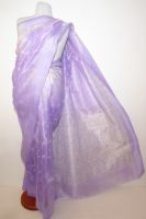 Lagerräumung - Sari aus fliederfarbenem Organza