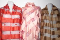 Seidenschals mit Organzastreifen - 3 Farben