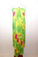 Bunter Bauchtanzschleier - hellgrün mit pink und gelb