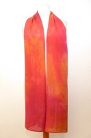 Seidenschal XL gelborange-rot, Schal reine Kreppseide