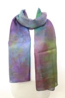 Seidenschal XL blau-grün-violett