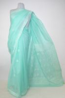 Handbestickter Baumwollsari  Chikan mint I