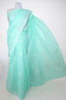 Handbestickter Georgettesari  Chikan weiß