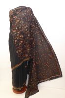 Georgetteseidensari burgund aufwändig bestickt