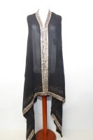 Dupatta Georgette schwarz mit gold