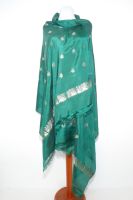 Dupatta Seide grün mit Goldbrokat