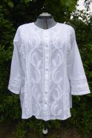 NEU Baumwoll-Bluse Sunita handbestickt weiss XXXL