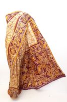 Seidensari Batik gelborange, braun, creme