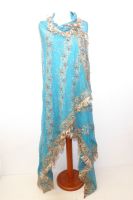 Dupatta Chiffon türkis mit Brokatfransen