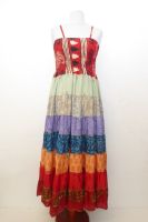 Kleid Gypsy Rayon rot-schwarz mit bunten Volants