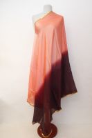 Bauchtanzschleier halbrund mit Borte - apricot-rotbraun - B-Ware