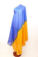 Bauchtanzschleier halbrund mit Borte - royalblau-gelb - B-Ware