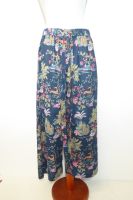 Hose aus reiner Baumwolle dunkelblau mit Tieren und Blumen, Sommerhose aus Baumwolle, dunkelblaue Freizeithose