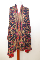 Dupatta Georgette schwarz mit rot und gold